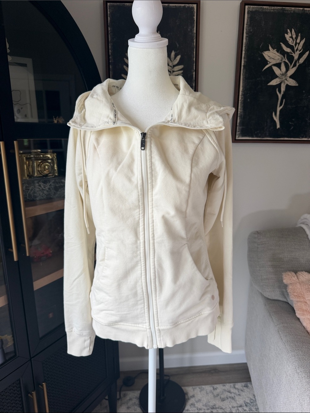 CRZ YOGA Cream Zip-Up Hoodie with Hood